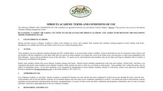 Sprouts Academy Terms and Conditions of Use