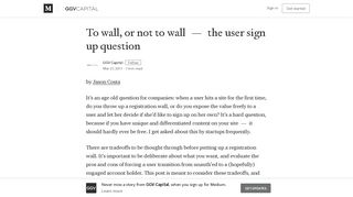 To wall, or not to wall — the user sign up question - Medium