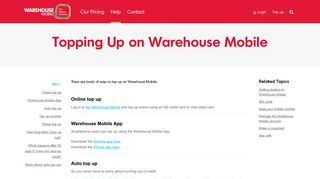 Topping Up on Warehouse Mobile | Warehouse Mobile