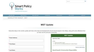 Newsletter Signup - MST - Smart Policy Works
