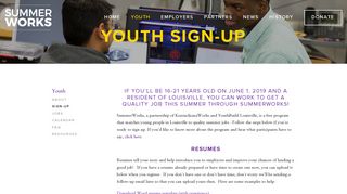 Youth Sign-Up - Sign-Up — SummerWorks Program
