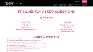 Frequently Asked Questions - The Susan G. Komen 3-Day - Convio