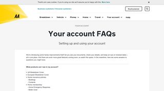 Your account FAQs | AA