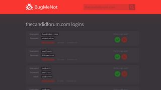 thecandidforum.com passwords - BugMeNot