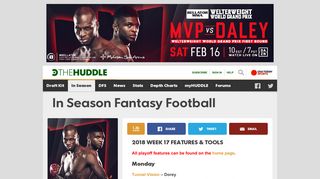 In Season Fantasy Football Features - The Huddle