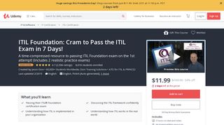 ITIL Foundation: Cram to Pass the ITIL Exam in 7 Days! | Udemy