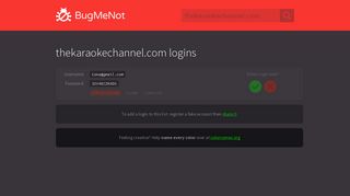 thekaraokechannel.com passwords - BugMeNot