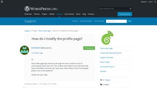 How do I modify the profile page? | WordPress.org