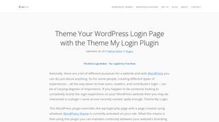 Theme Your WordPress Login Page with the Theme My ... - WPHub