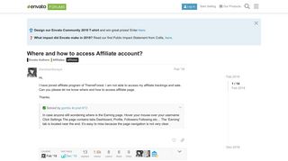 Where and how to access Affiliate account? - Envato Forums