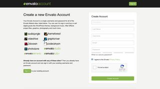 Create Account - Envato Account