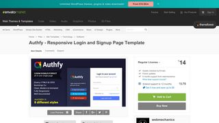 Authfy - Responsive Login and Signup Page Template - ThemeForest