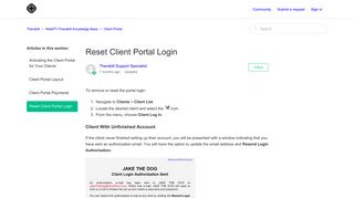 Reset Client Portal Login – Therabill