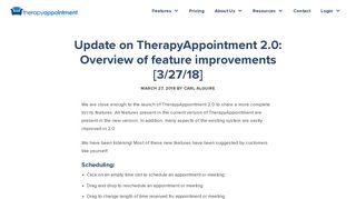 Update on TherapyAppointment 2.0: Overview of feature improvements