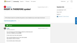 INSERT A THEREFORE symbol - Microsoft Community