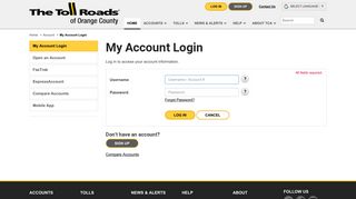 My Account Login - The Toll Roads