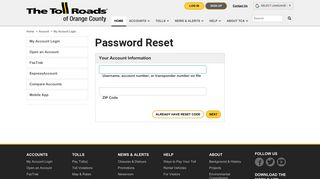 Forgot Password? - The Toll Roads