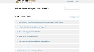 WORKOUTS/PROGRAMS – THINCPRO Support and FAQ's