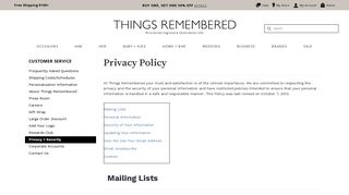 Privacy & Security - Things Remembered
