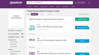 $5 Off Things Remembered Coupon, Coupon Codes - RetailMeNot