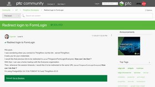 Solved: Redirect login to FormLogin - PTC Community