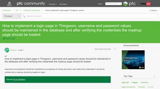 Solved: How to implement a login page in Thingworx, userna... - PTC ...