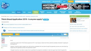 Think Ahead Application 2019 - Is anyone apply? - The Student Room