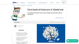 First Bank of Delaware & ThinkCash - Bills.com