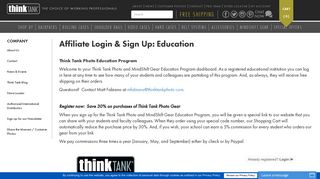 Affiliate Login & Sign Up: Education • Think Tank Photo