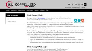 Mathematics / Think Through Math - Coppell ISD