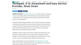 Thinkgate, K-12 Assessment and Data Service Provider, Shuts Down ...