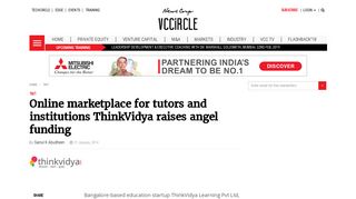 Online marketplace for tutors and institutions ThinkVidya raises angel ...