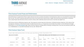 Mutual Fund Daily Pricing - Third Avenue Management
