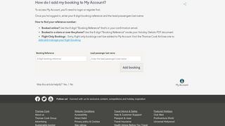 How do I add my booking to My Account? - Thomas Cook Support