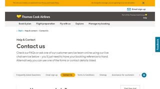 Contact Us - Thomas Cook Airlines