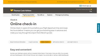 Online check-in - Thomas Cook Airlines