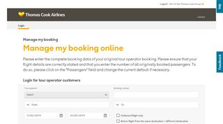 Thomas Cook Airlines – My booking – Manage my booking