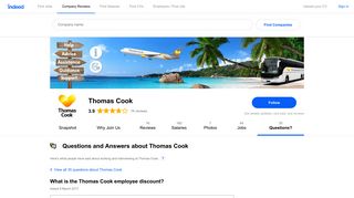 What is the Thomas Cook employee discount? | Indeed.co.uk