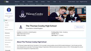 The Thomas Cowley High School - Tes Jobs