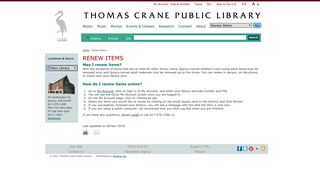 Renew Items | TCPL - Thomas Crane Public Library