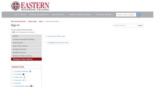 Thomas Crane Library - Sign In - LibGuides at Eastern Nazarene ...