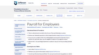 Payroll for Employees - Philadelphia University + Thomas Jefferson ...