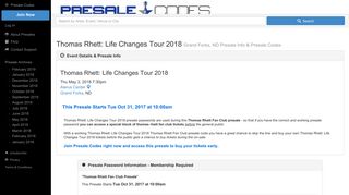 The Thomas Rhett: Life Changes Tour 2018 presale offer codes ...
