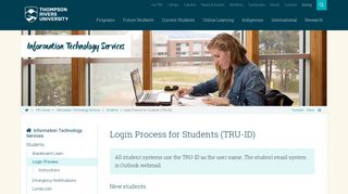 Login Process for Students, IT Services - Thompson Rivers University