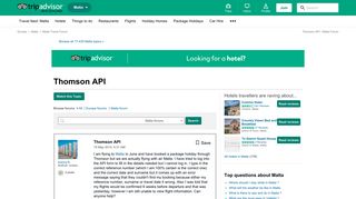 Thomson API - Malta Forum - TripAdvisor