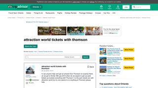 attraction world tickets with thomson - Orlando Message Board ...