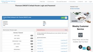 Thomson DWG875 Default Router Login and Password - Clean CSS