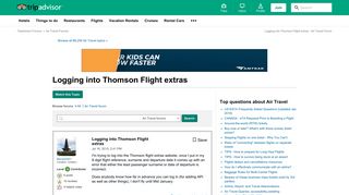 Logging into Thomson Flight extras - Air Travel Forum - TripAdvisor