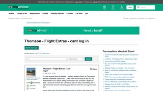 Thomson - Flight Extras - cant log in - Air Travel Message Board ...