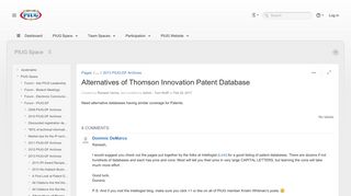 Alternatives of Thomson Innovation Patent Database - PIUG Space ...